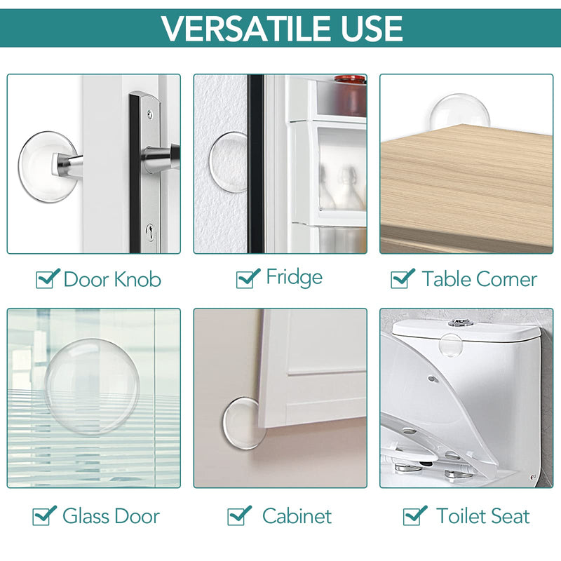  [AUSTRALIA] - Door Stoppers Wall Protector, 6PCS Etybetopstar Reusable Door Bumper with Self Strong Adhesive, Quiet, Shock Absorbent Gel for Home, Office, Wall Protector from Door Knobs (Round 1.57inch, Clear) 6