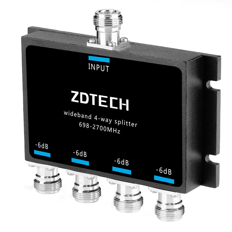  [AUSTRALIA] - ZDTECH WideBand 4-Way Splitter with N-Female Connectors 50 Ohm Signal Splitter for 3G/4G/LTE(698-2700MHz) Splitter 4-Way