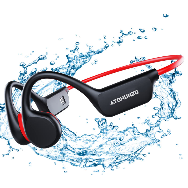  [AUSTRALIA] - Waterproof Bone Conduction Headphones for Swimming, IPX8 Waterproof 32GB MP3 Player Wireless Bluetooth 5.3 Open-Ear Swimming Headphones with Mic Call for Swimming Skiing Driving Bicycling(Red) Red
