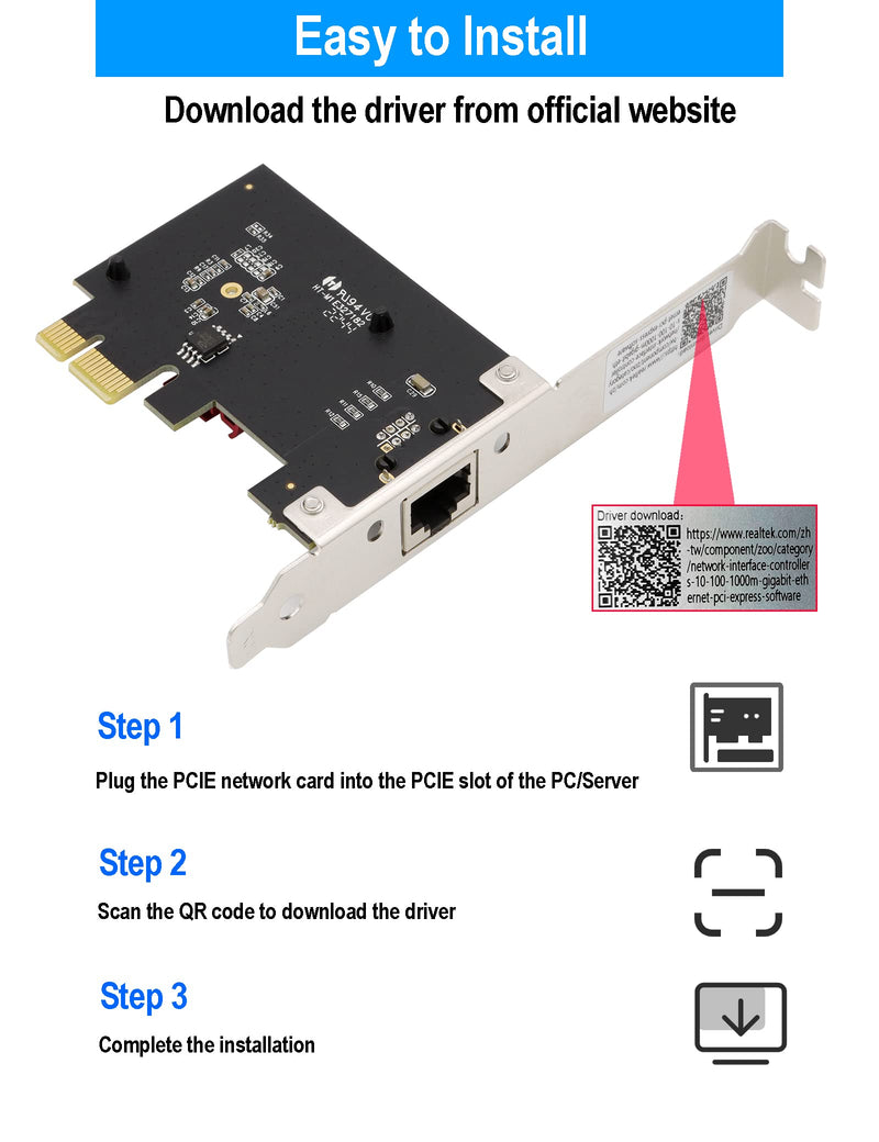  [AUSTRALIA] - 2.5Gb Network Card PCIe Ethernet Card RTL8125 NIC Wake on LAN Flow Control for Windows10/8/7(32/64) Windows Server 2012/2008 Linux Mac with Low Profile Bracket. Single Port