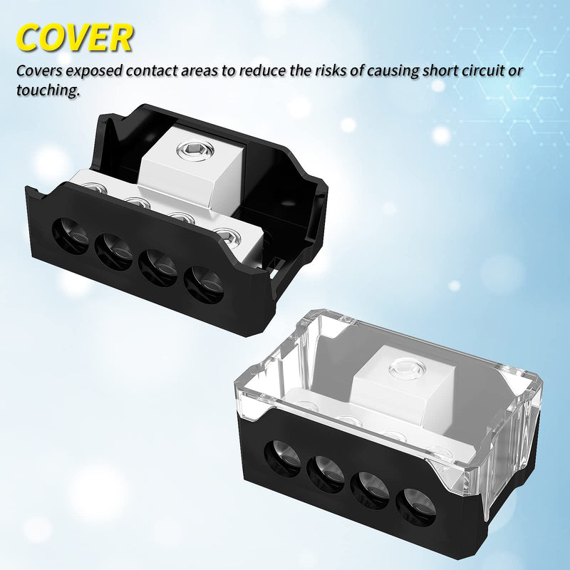  [AUSTRALIA] - oinfworld 4 Way Power Distribution Block Car Audio 0/2/4 Gauge Input 4/8/10 Gauge Output Amp Ground Distribution Block Splitter - 2pcs 2 Pack