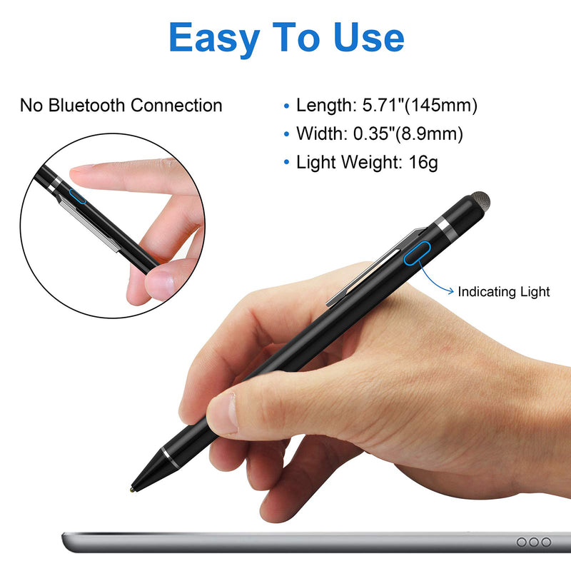 Stylus Pens for Touch Screens, NTHJOYS Universal Fine Point Stylus for iPad, iPhone, Samsung, iOS/Android Smart Phone and Other Tablets, Active Stylus Stylist Pen Pencil for Precise Writing/Drawing Black - LeoForward Australia