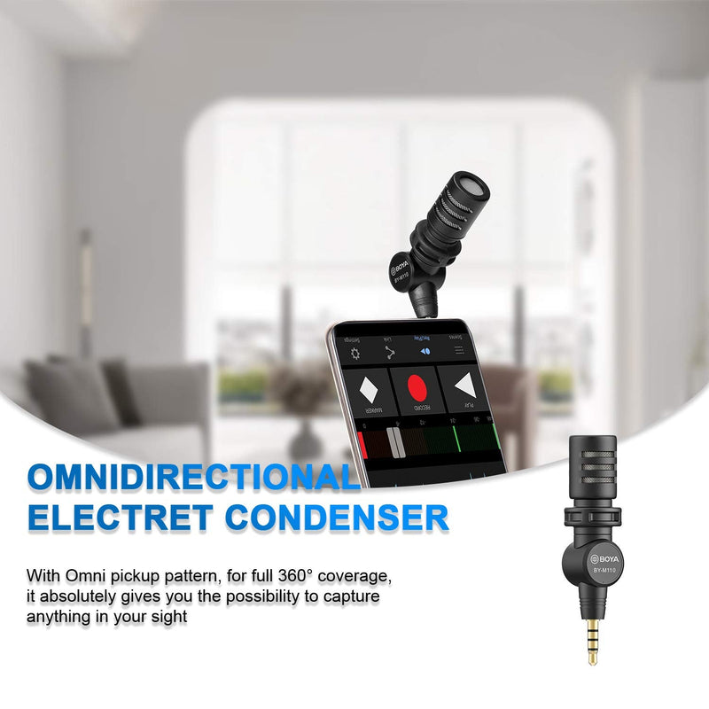  [AUSTRALIA] - BOYA M110 Mini Omnidirectional 3.5mm TRRS Condenser Microphone for Android iPhone Smartphone Laptop Tablet Vlogging Broadcast Facebook Video Recording