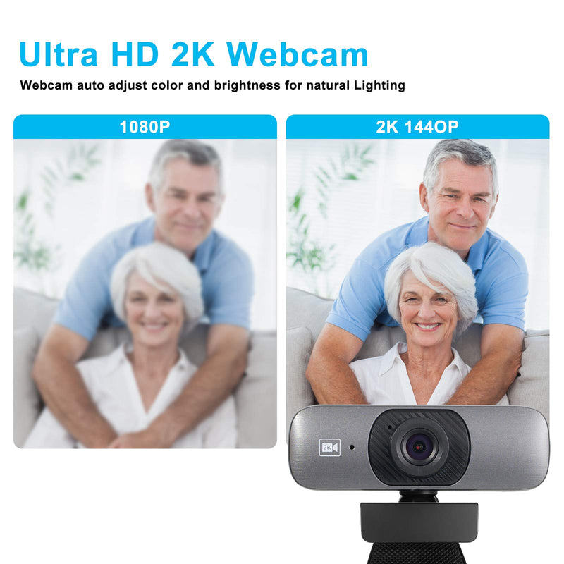  [AUSTRALIA] - 2K Webcam with Microphone for Desktop, Web Camera for Computers, USB Webcam Compatible with PC/Desktop/Laptop/Mac, Computer Webcam Plug & Play