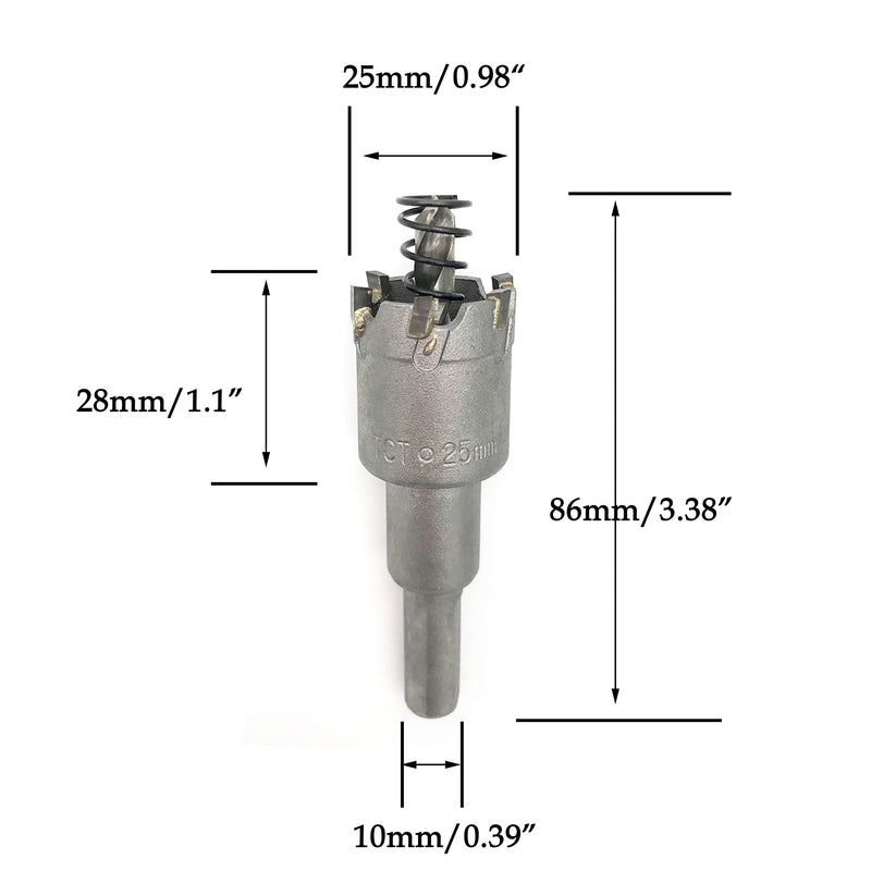 25mm HSS Tungsten Carbide Hole Saw, TCT Cutter Drill Bit for Metal Stainless Steel Wood Aluminum - LeoForward Australia