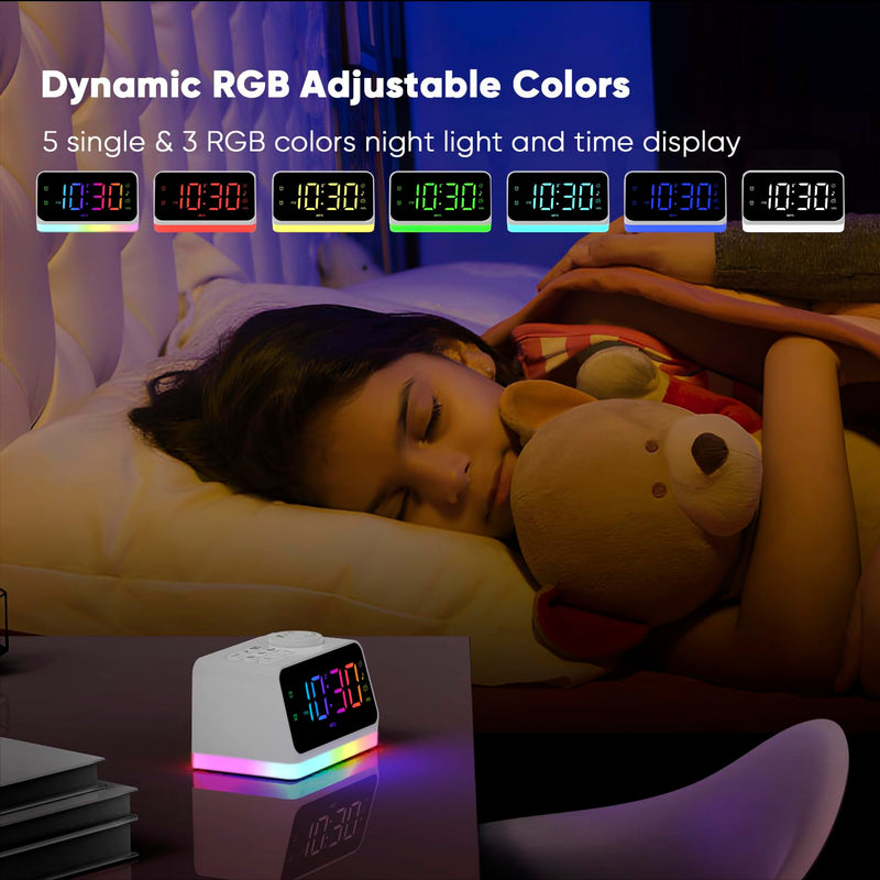  [AUSTRALIA] - Alarm Clock for Bedrooms with Radio, Simple Alarm Clock with 8 Colors Night Light & Time Display, Dimmer, 16 Levels Volume, Bedside Alarm Clock with Timer, Loud FM Radio Alarm Clock for Seniors Kids