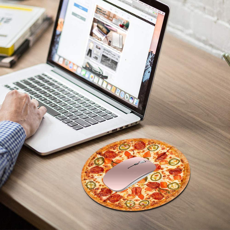 ChaTham Round Mouse Pad with Coasters Set, Pizza Customized Foodie Mouse Pad, Non-Slip Rubber Base Round Mouse Pads for Laptop Compute Working Home Office Accessories Ct-mp-011 - LeoForward Australia