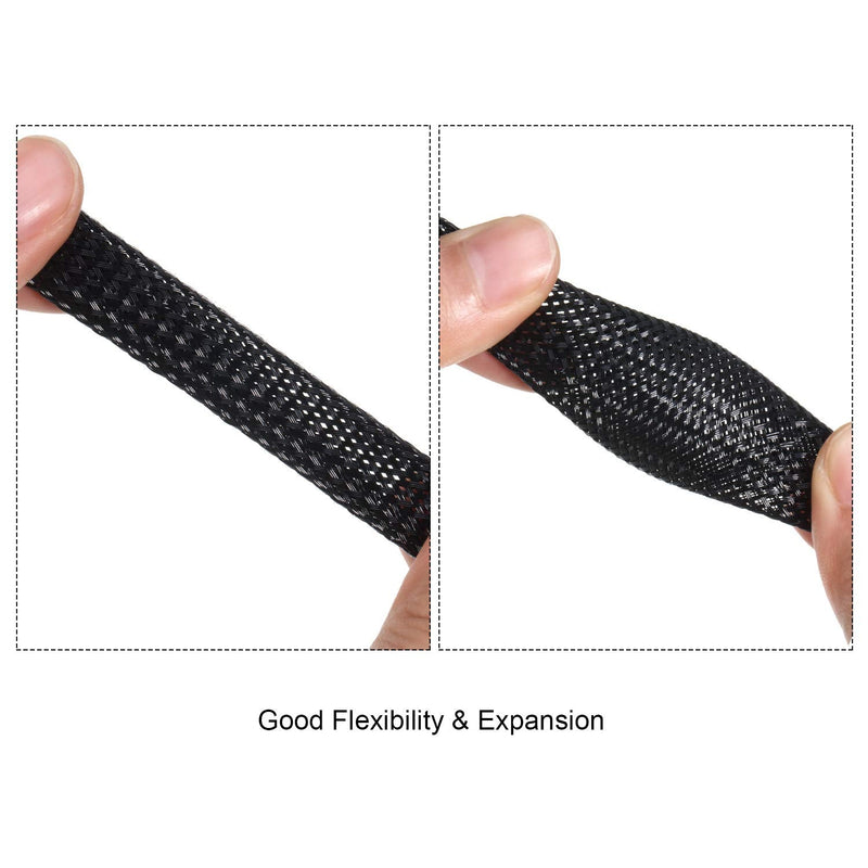  [AUSTRALIA] - 50ft PET Expandable Braided Cable Sleeve, Wire Sleeving with 127 Pieces Heat Shrink Tube for Audio Video and Other Home Device Cable Automotive Wire (1/2 Inch, 1/4 Inch, 3/8 Inch, Black) 1/2 Inch, 1/4 Inch, 3/8 Inch