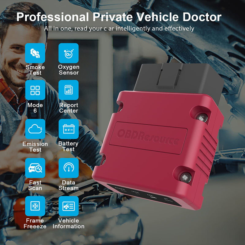 OBDResource OBD2 Scanner Bluetooth 4.0 Professional Automotive Diagnostic Scan Tool for iOS & Android Device Car Code Reader Check Engine Light Supports Torque, FasLink app - LeoForward Australia