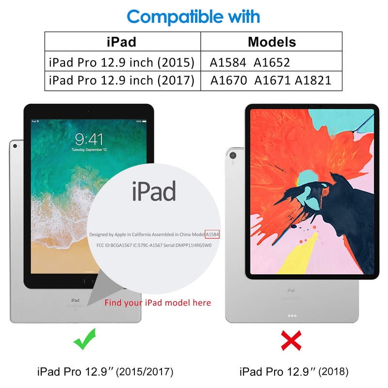  [AUSTRALIA] - JETech Case for iPad Pro 12.9 Inch (1st and 2nd Generation, 2015 and 2017 Model), Auto Wake/Sleep, Black