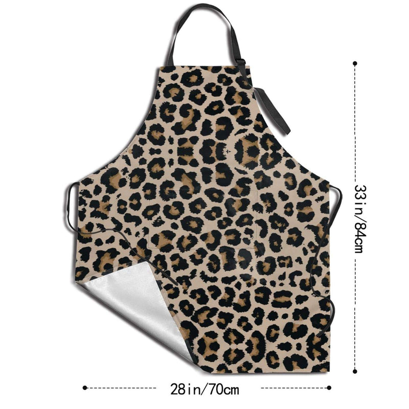  [AUSTRALIA] - N/W Leopard Kitchen Aprons for Women Men Plus Size with 2 Pockets Waterproof Adjustable Neck Strap for Thanksgiving,Christmas,Cooking,Baking & Painting