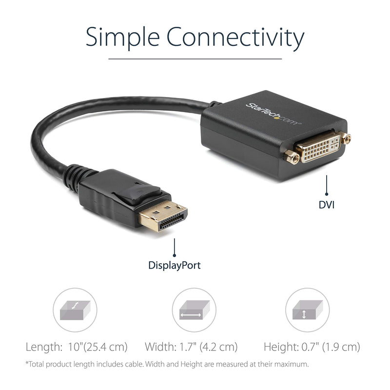 StarTech.com DisplayPort to DVI Adapter - DisplayPort to DVI-D Adapter Video Converter 1080p - DP 1.2 to DVI Monitor/Display Cable Adapter Dongle - DP to DVI Adapter - Latching DP Connector (DP2DVI2) - LeoForward Australia