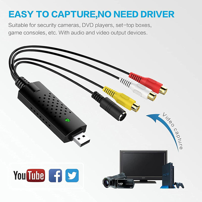  [AUSTRALIA] - Jancane USB 2.0 Audio/Video Converter - Video Capture Card Digitizes Video from Any Analog Source Including VCR, VHS, DVD