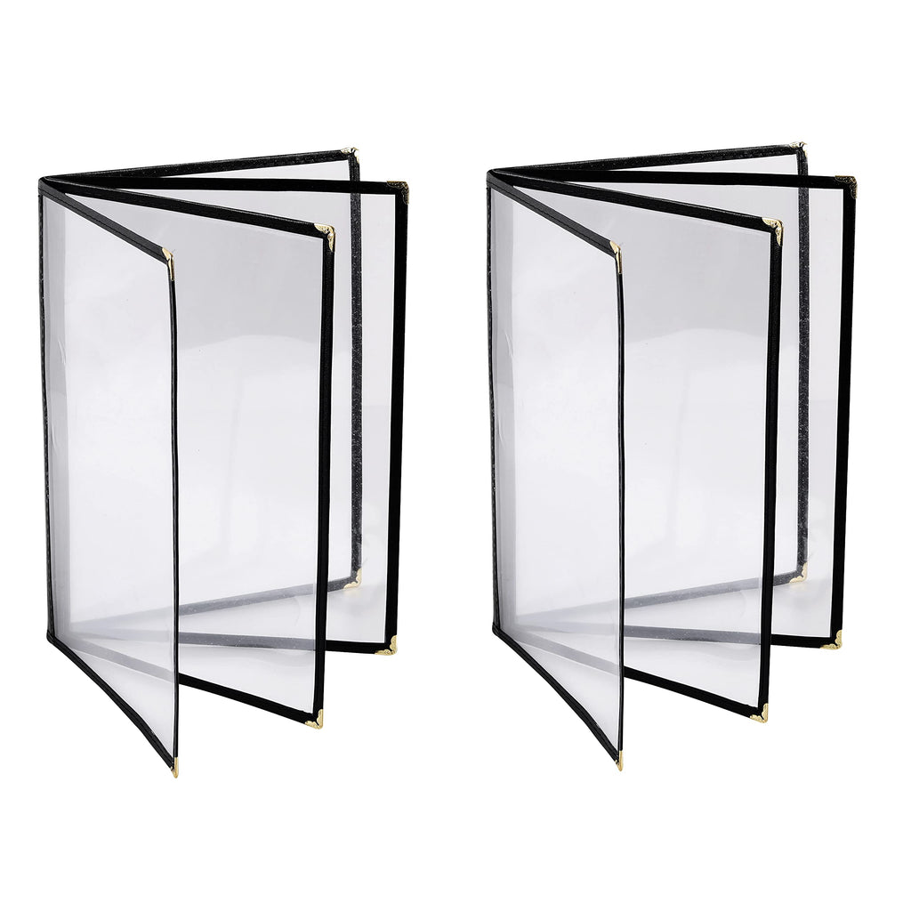  [AUSTRALIA] - 2PCS Menu Covers 8.5" x 11.8" Restaurant Menu Holder 4 Page 8 View Transparent Menu Sleeve,Fits A4 Size Paper for Restaurant Menu Home Project Office Daily Paper Chores and etc(Black) 2pcs 4page 8view black