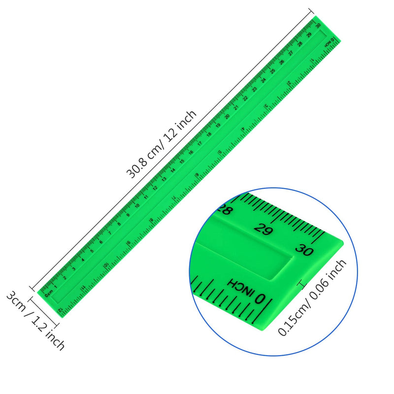  [AUSTRALIA] - 4 Packs Plastic Straight Rulers Plastic Rule Measuring Tool for Student School Office (12 Inch, Colorful)