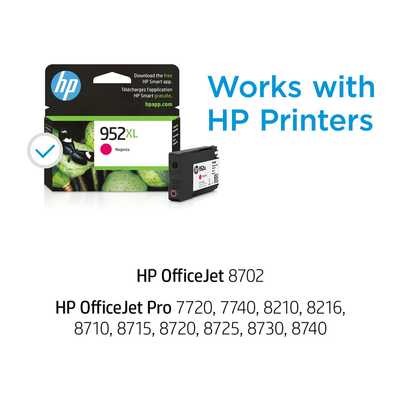 Original HP 952XL Magenta High-yield Ink Cartridge | Works with HP OfficeJet 8702, HP OfficeJet Pro 7720, 7740, 8210, 8710, 8720, 8730, 8740 Series | Eligible for Instant Ink | L0S64AN - LeoForward Australia