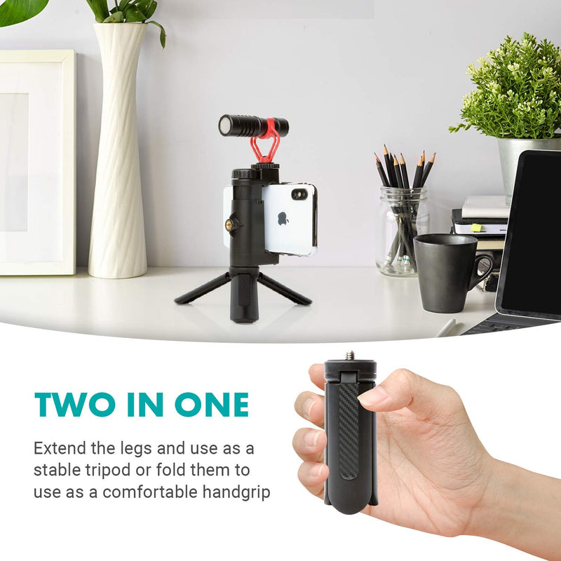  [AUSTRALIA] - Movo TR-1 Compact Mini Tabletop Tripod/Hand Grip with 1/4" Screw and Folding Feet. Compatible with GoPro, DSLR, Camera, Osmo, Pocket Projector, Zoom - Perfect for Photography, Vlogging and YouTube