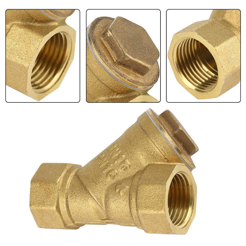  [AUSTRALIA] - Filter Valve Connector, 1/2" BSPP Female Thread Y Shaped Brass Strainer Filter Valve Connector Forged Brass Y-Strainer for Water Oil Separation