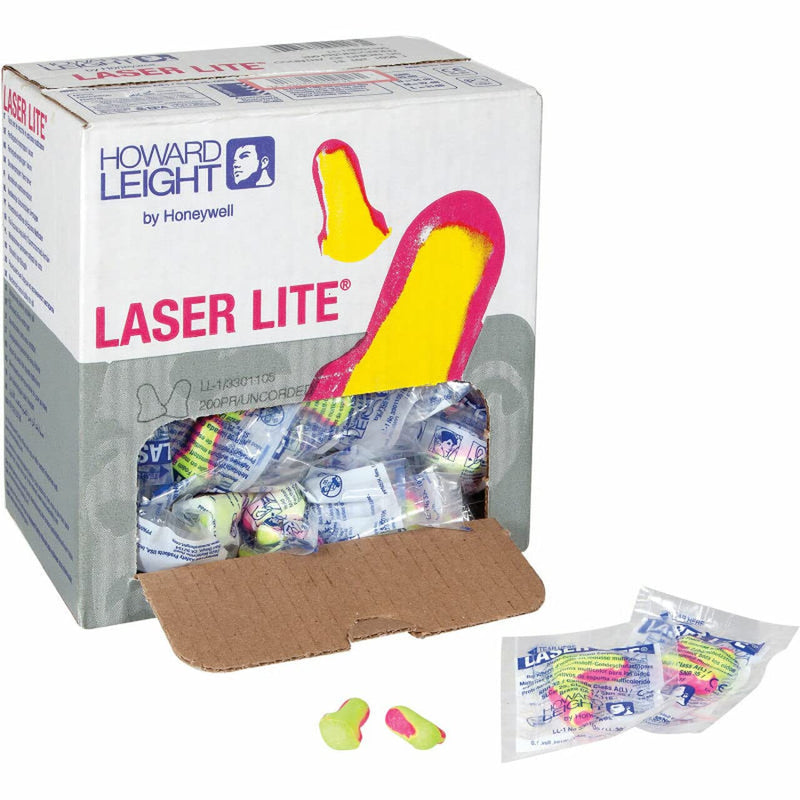  [AUSTRALIA] - 200 Pairs Howard Leight LL-1 Laser Lite Uncorded Ear Plugs in Polybag NRR 32 - Individually Packed in Pairs in Sealed Plastic Bag