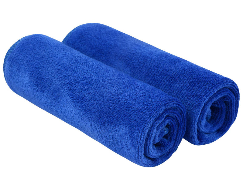  [AUSTRALIA] - Sinland Microfiber Facial Cloths Fast Drying Washcloth 12inch x 12inch (Pack of 2, Blue) Pack of 2