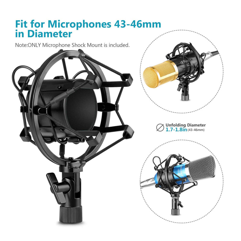  [AUSTRALIA] - Neewer Universal 45MM Microphone Shock Mount for 43MM-46MM Diameter Condenser Mic (Black)