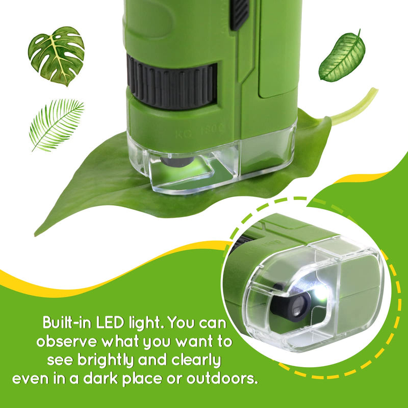  [AUSTRALIA] - 120x LED Lighted Zoom Pocket Microscope for Kids (Green)…