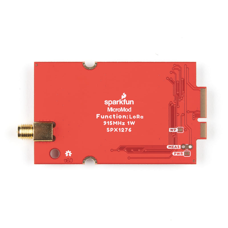  [AUSTRALIA] - SparkFun MicroMod LoRa Function Board - 1W 915M30S LoRa Module Frequency Range: 900 - 931MHz Transmit Power 28.5 - 30dBm (max) Modulation LoRa, FSK, GFSK, MSK, GMSK, OOK Antenna Impedance: 50Ω