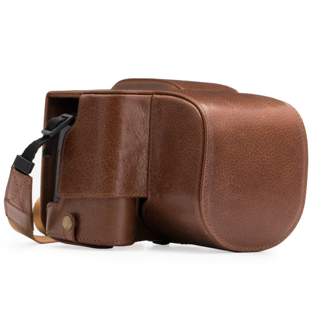  [AUSTRALIA] - MegaGear Ever Ready Genuine Leather Camera Case Compatible with Leica V-Lux (Typ 114) Dark Brown