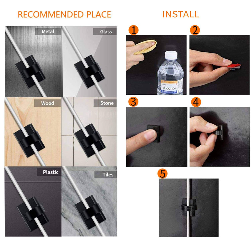  [AUSTRALIA] - SAISN Adhesive Clips 3m Strong Wire Holders 100 Pack Self-adhesive Wire Clip Cable Cord Desk Management for Office Home and Car