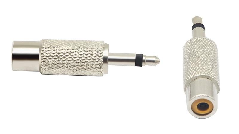 zdyCGTime RCA to 3.5MM Audio TS Adapter 3.5mm 1/8" Mono Plug Male to RCA Female Jack Adaptor Connector（Silver (2 Packs, 2-Pole) 2 Packs, 2-Pole - LeoForward Australia