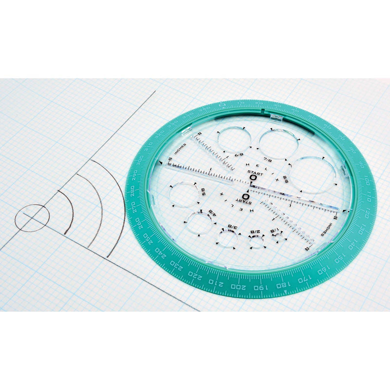 Helix Angle and Circle Maker with Integrated Circle Templates, 360 Degree, 6 Inch / 15cm, Assorted Colors (36002) - LeoForward Australia