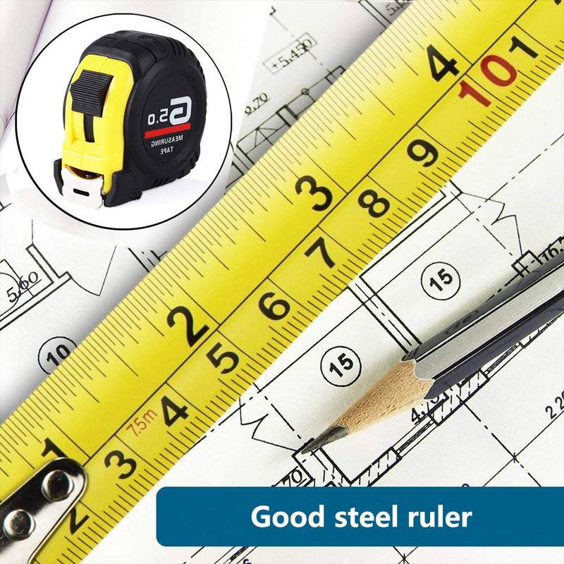  [AUSTRALIA] - Measuring Tape Retractable Measurement Steel Ruler Strong Lock Compatible for Building Drawing Electrician(5m, 196inch)