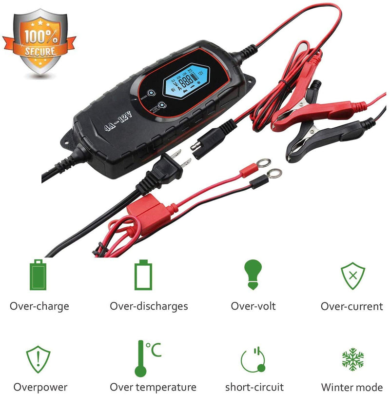 GOOSUO Smart Battery Maintainer car Battery Charger, 6/12V Trickle Charger for Car, Truck, Motorcycle, Lawn Mower, Boat, RV, SUV, ATV and More - LeoForward Australia