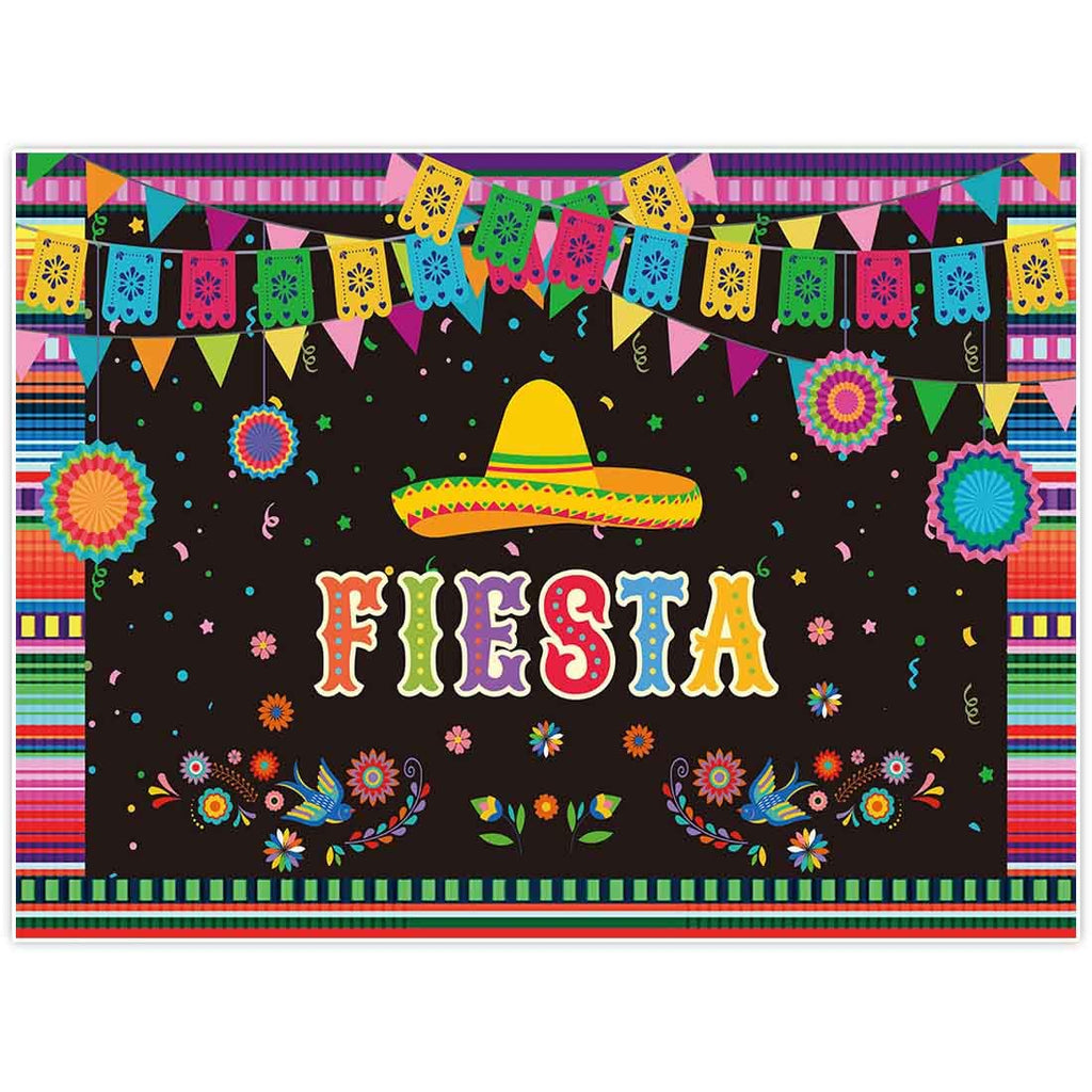  [AUSTRALIA] - Allenjoy 8x6ft Mexican Fiesta Theme Backdrop for Photography Festival Birthday Party Decor Cinco De Mayo Carnival Colorful Flags Floral Banner Table Decor Background Photo Studio Booth Props Supplies