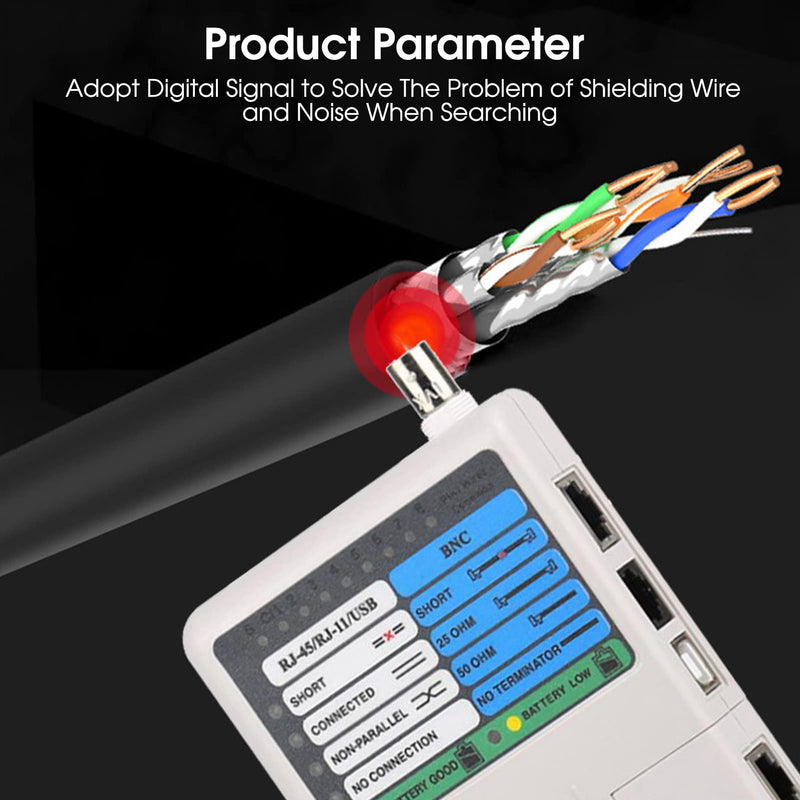  [AUSTRALIA] - Network Cable Tester LAN Cable Test 4 in 1 Remote Control Tester Portable LAN Network Cable Tester Meter USB BNC Cable Tester for UTP STP RJ11 RJ45 Remote Cable Tester