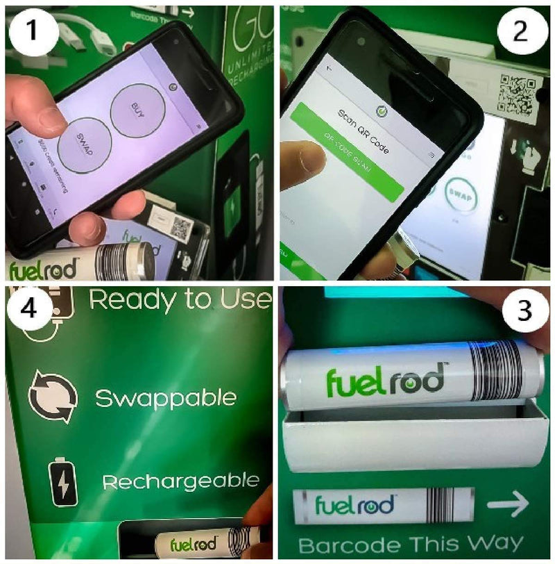  [AUSTRALIA] - FuelRod Portable Charger Kit - Pack of 2 - Includes All Cables & Adapters Compatible with All Tablets & Smart Phones, Rechargeable Backup Power Bank, Swap for Charged Rod at Kiosk White