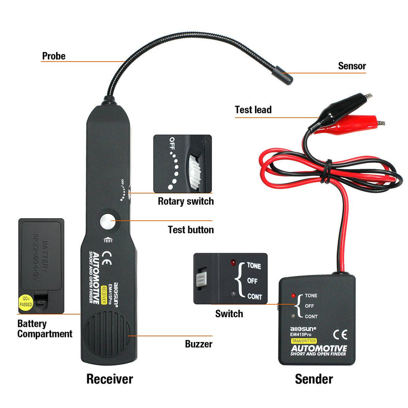  [AUSTRALIA] - allsun em415Pro Automotive Electrical Open&Short Finder Circuit Tester Tone Generator Cable Wire Breaker Tracker Circuit Fault Finder DC 6-42V Probe Car Diagnostic Tools