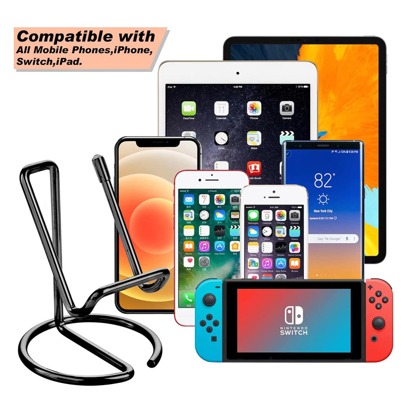  [AUSTRALIA] - Cell Phone Stand for Desk,Cute Metal Black Cell Phone Stand Holder Desk Accessories,Compatible with All Mobile Phones,iPhone,Switch,iPad 1