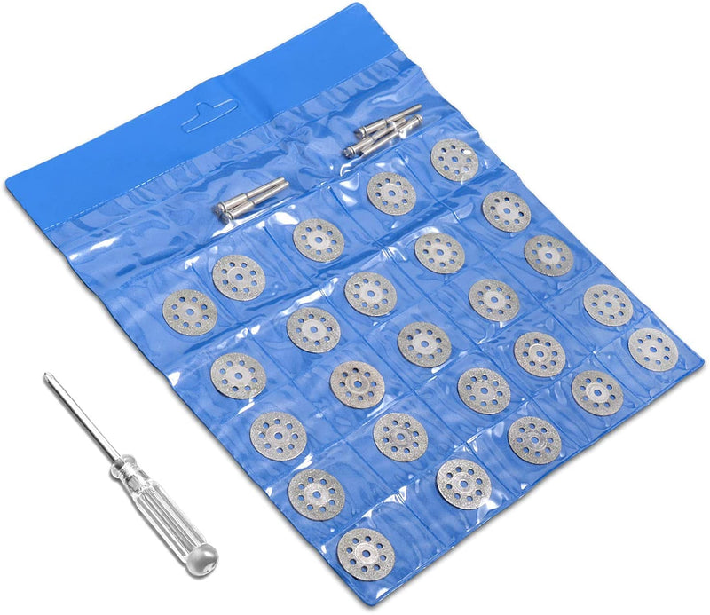 [AUSTRALIA] - 545 Diamond Cutting Wheel (22mm) 25pcs with 402 Mandrel (3mm) 5pcs and Screwdriver for Rotary Tool