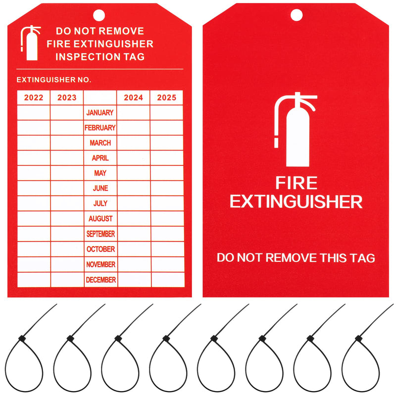  [AUSTRALIA] - 100 Pcs Monthly Fire Extinguisher Inspection Tags, 2022-2025 4 Years Maintenance Fire Extinguisher Recharge Inspection Record Tag for Indoor Outdoor Fire Extinguishers with Wire Ties, 5.12 x 3.26 Inch