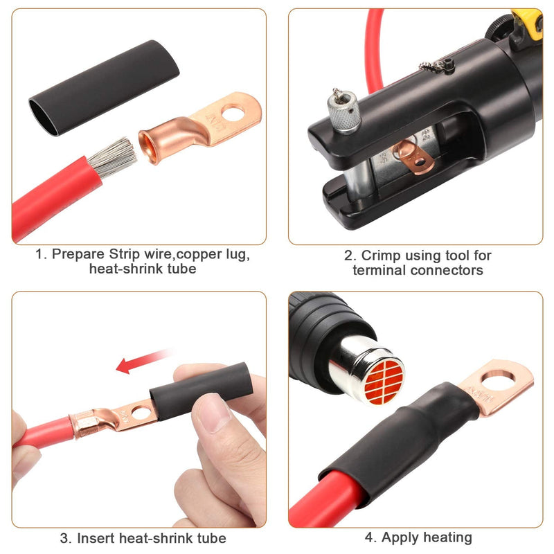  [AUSTRALIA] - 10 Pack UL Wire Lugs 8 Gauge 8 AWG 1/4 Inch Stud Ring terminals Heavy Duty Copper Crimp Lugs Welding Cable Bare Copper Eyelet Lug with Heat Shrink Black, Red (8 AWG 1/4 Ring) 8 AWG 1/4 Ring