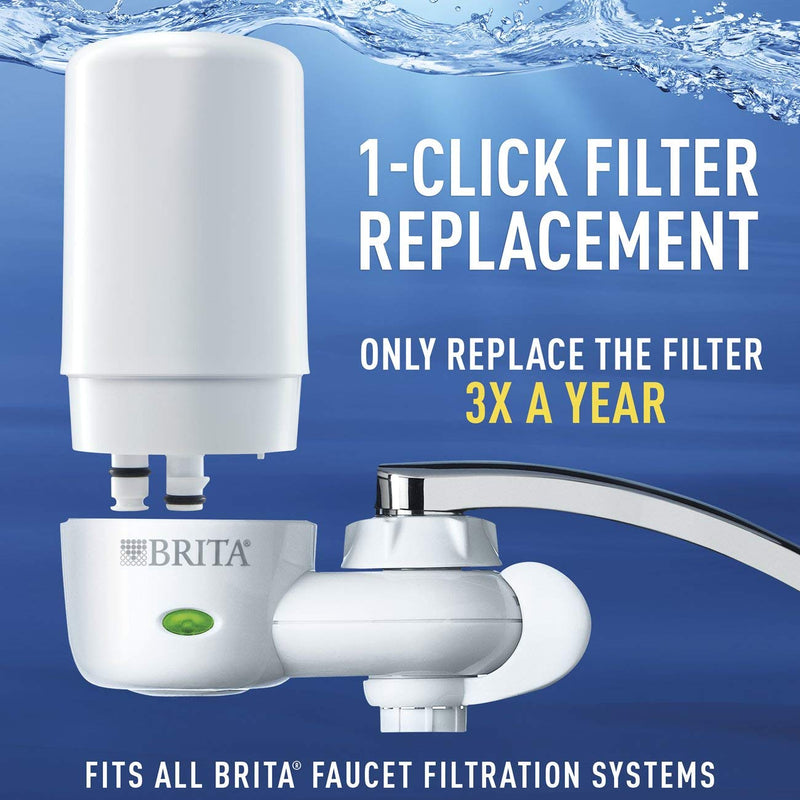  [AUSTRALIA] - Brita Tap Water Faucet Filtration System with Filter Change Reminder, Reduces 99% of Lead, BPA Free, Fits Standard Faucets Only, Chrome 3 ct