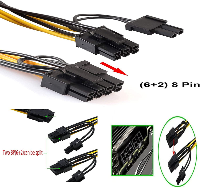  [AUSTRALIA] - 6 pin to 2 x PCIe 8 (6+2) pin Graphics Card（50cm/Pack）, HOINCO PCI-e Express VGA Splitter Power Extension Cable(2 Pack)