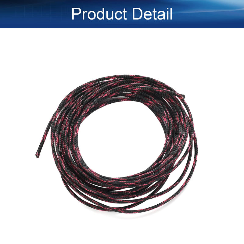  [AUSTRALIA] - Bettomshin 1Pcs 16.4Ft PET Braided Cable Sleeve, Width 0.16 Inch Expandable Braided Sleeve for Sleeving Protect Electric Wire Electric Cable Black Pink