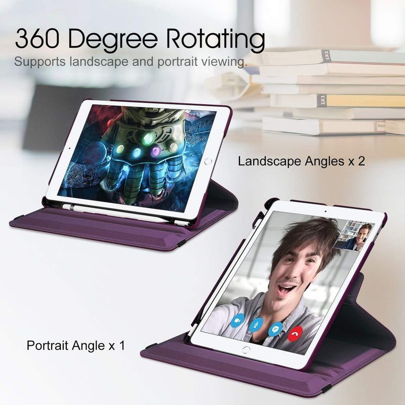  [AUSTRALIA] - Fintie Rotating Case for iPad 9th Generation (2021) / 8th Generation (2020) / 7th Gen (2019) 10.2 Inch - 360 Degree Rotating Protective Stand Cover with Pencil Holder, Auto Wake Sleep, Purple