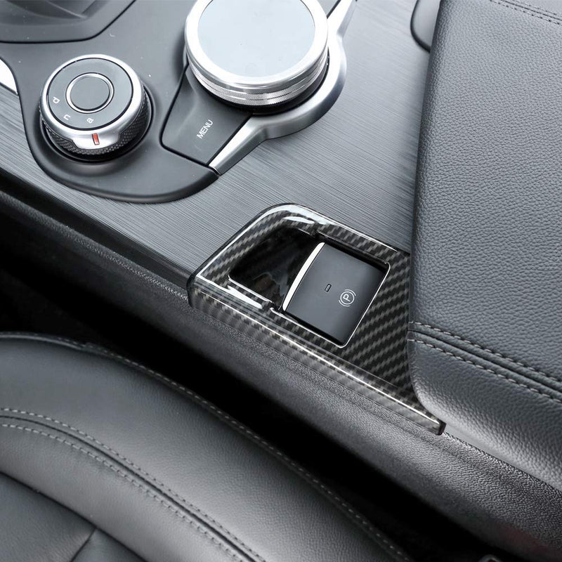 YUECHI Carbon Fiber Style for Alfa Romeo Giulia 2017-2018 ABS Plastic Car Interior Electronic Handbrake Decoration Cover Trim Accessories - LeoForward Australia