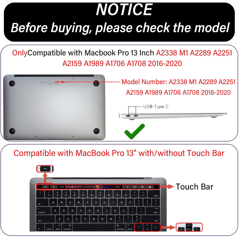  [AUSTRALIA] - GABraden Compatible with MacBook Pro 13 inch Case M2 2022,2020-2016 (A2338 M1/A2289/A2251/A2159/A1989/A1706),with Touch ID&2 Pack Keyboard Protectors&Screen Protector（Blue Marble） Blue-1372