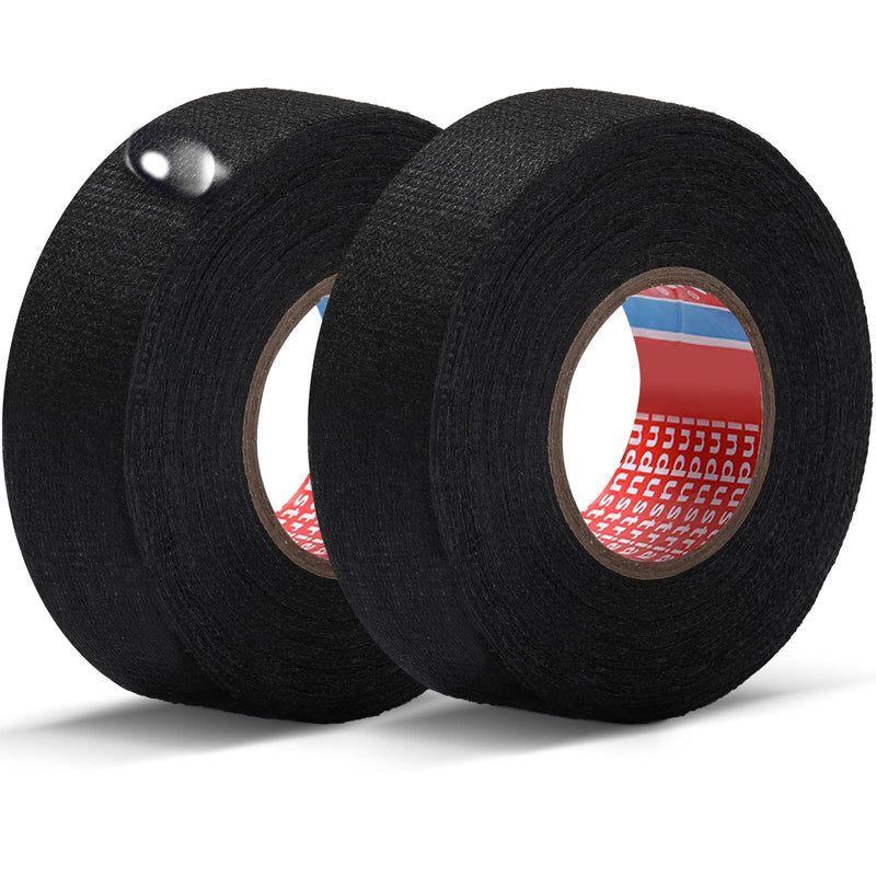  [AUSTRALIA] - 1 Inch x 49.2 ft Wire Harness Cloth Tape Wiring Harness Automotive Cloth Tape Noise Damping Heat Proof Adhesive Fabric Tape for Automotive Electrical Wrap Protection Insulation Cable Fixed (2 Rolls) 2