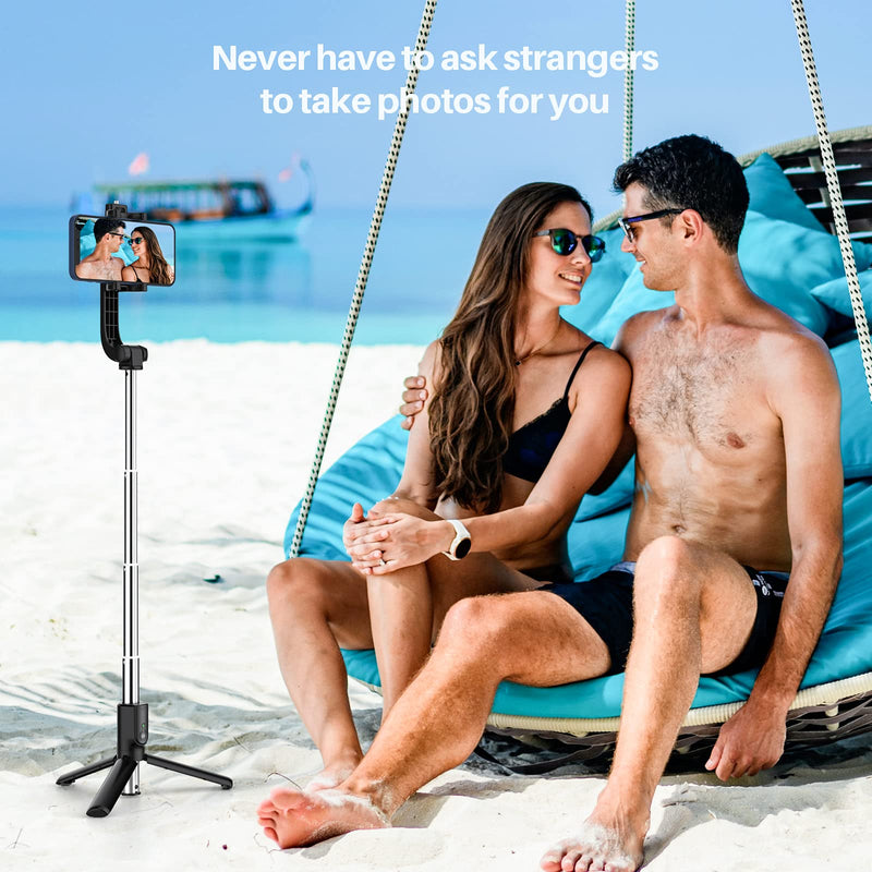  [AUSTRALIA] - Yoozon Selfie Stick Phone Tripod, All in One Extendable & Portable iPhone Tripod Selfie Stick with Wireless Remote, Compatible with iPhone 13 Pro Max/13 Mini/13/12, Galaxy S21/Note 20/S10, Google etc Black-Black