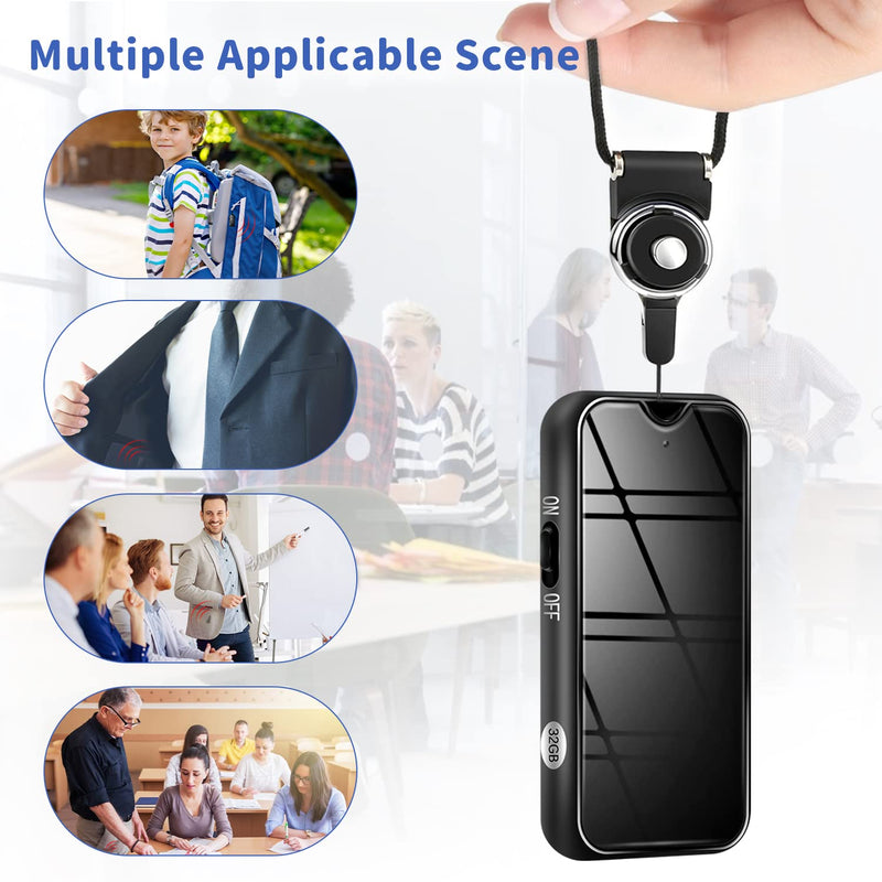  [AUSTRALIA] - Digital Voice Recorder, 32G Recorder for Lectures Class Interviews Meetings, Portable Voice Recording Device with OTG, Compatible with Windows iOS Smart Phone